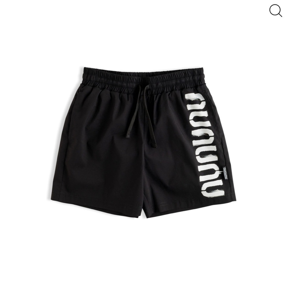 nununu Black Kids Swim Trunks with White Logo